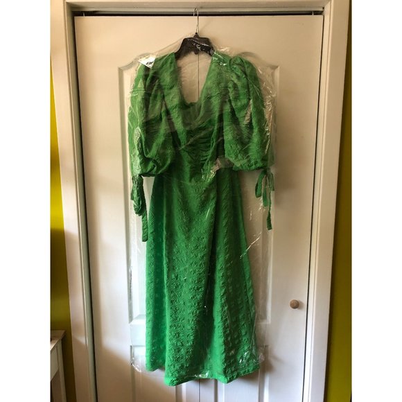 Topshop textured seersucker puff sleeve midi dress NWT - Picture 4 of 5